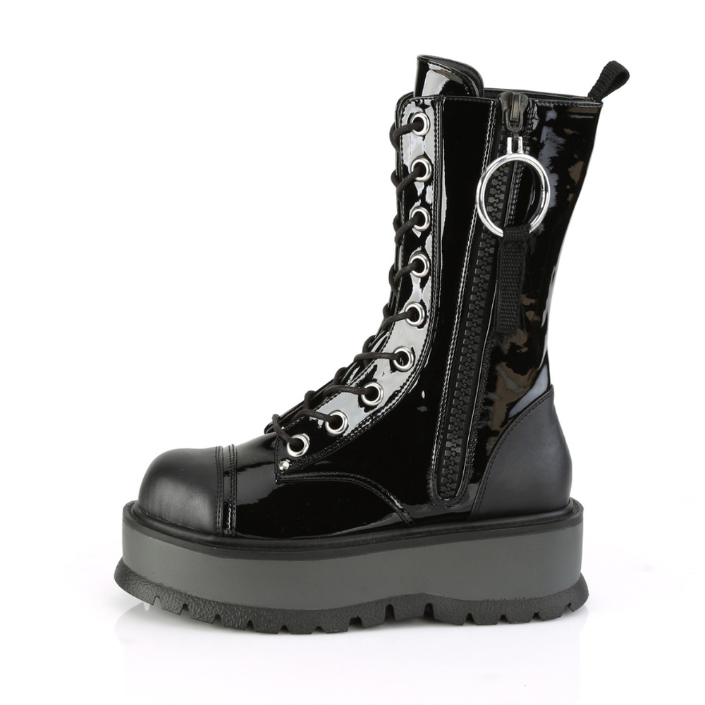 Gothic Platform Patent Lace Up Boots